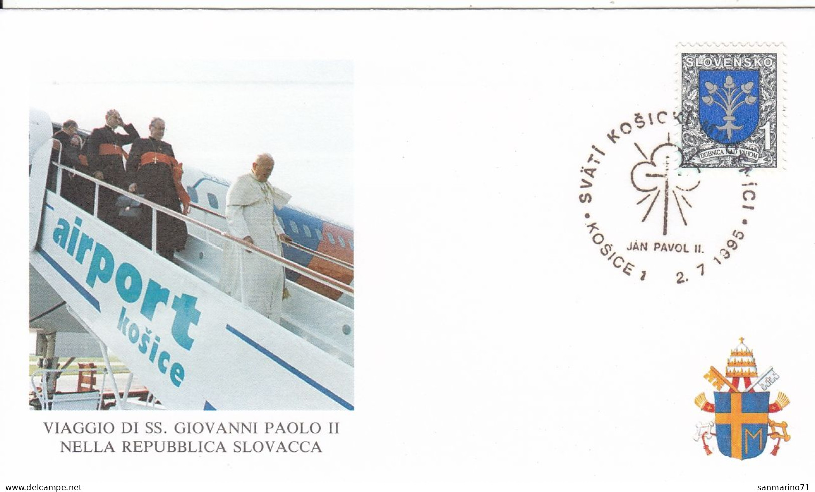 SLOVAKIA Cover 7-51,popes Travel 1995 - Papi