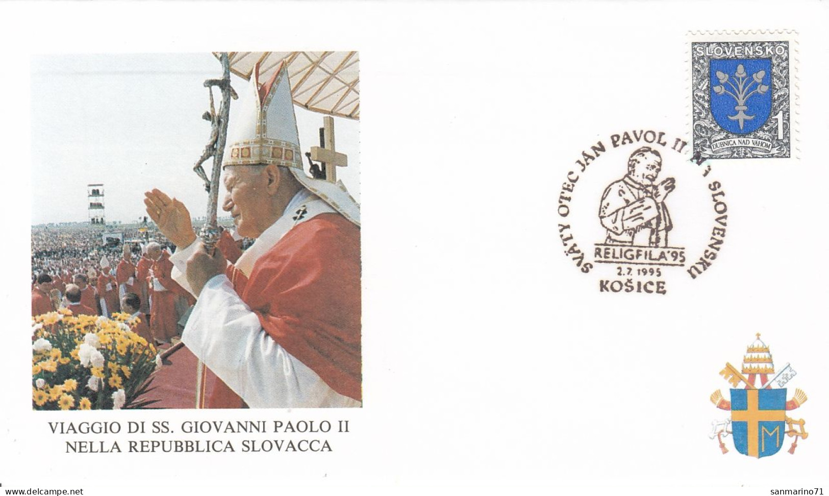 SLOVAKIA Cover 7-52,popes Travel 1995 - Papi