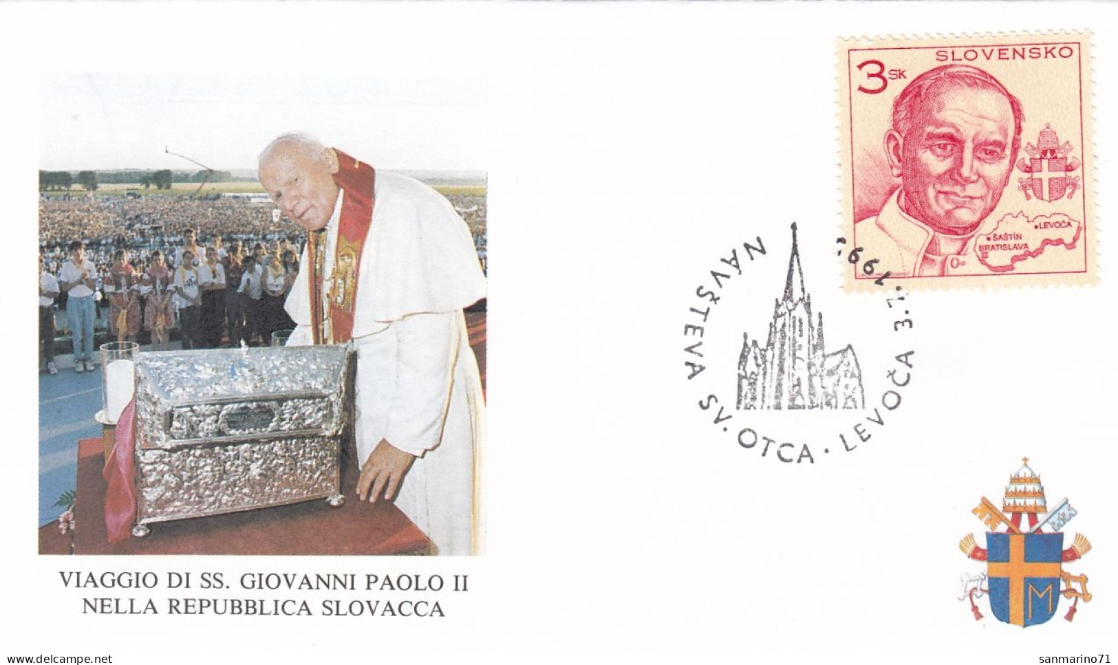 SLOVAKIA Cover 7-55,popes Travel 1995 - Papi