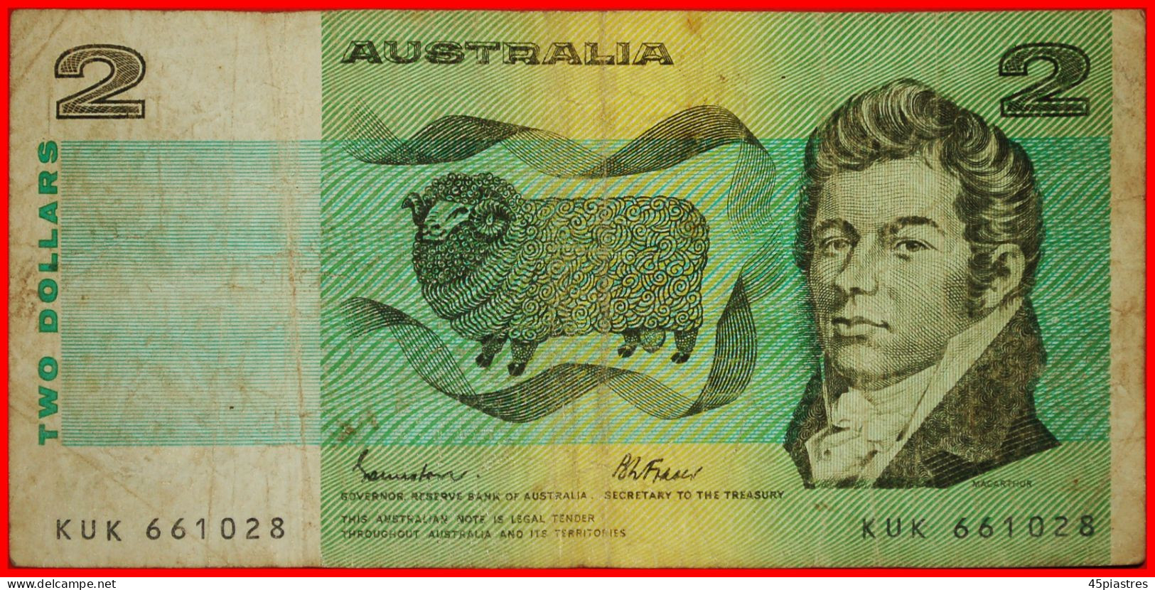 * SHEEP: AUSTRALIA  2 DOLLARS ND (1974-1985) JUST PUBLISHED! ELIZABETH II (1953-2022) ·  LOW START · NO RESERVE! - 1974-94 Australia Reserve Bank (Banknoten Aus Papier)