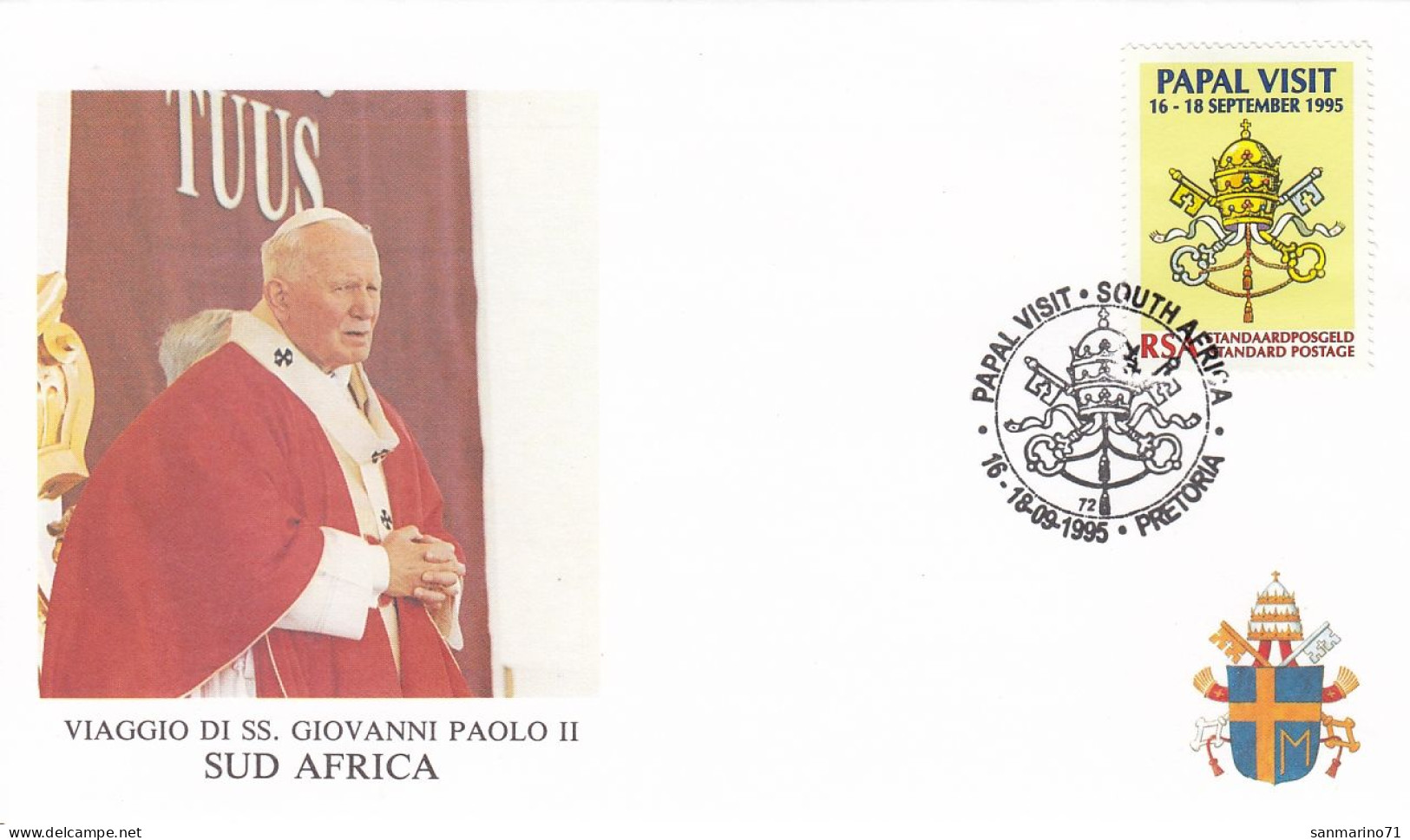 SOUTH AFRICA Cover 7-61,popes Travel 1995,Pretoria - Papi