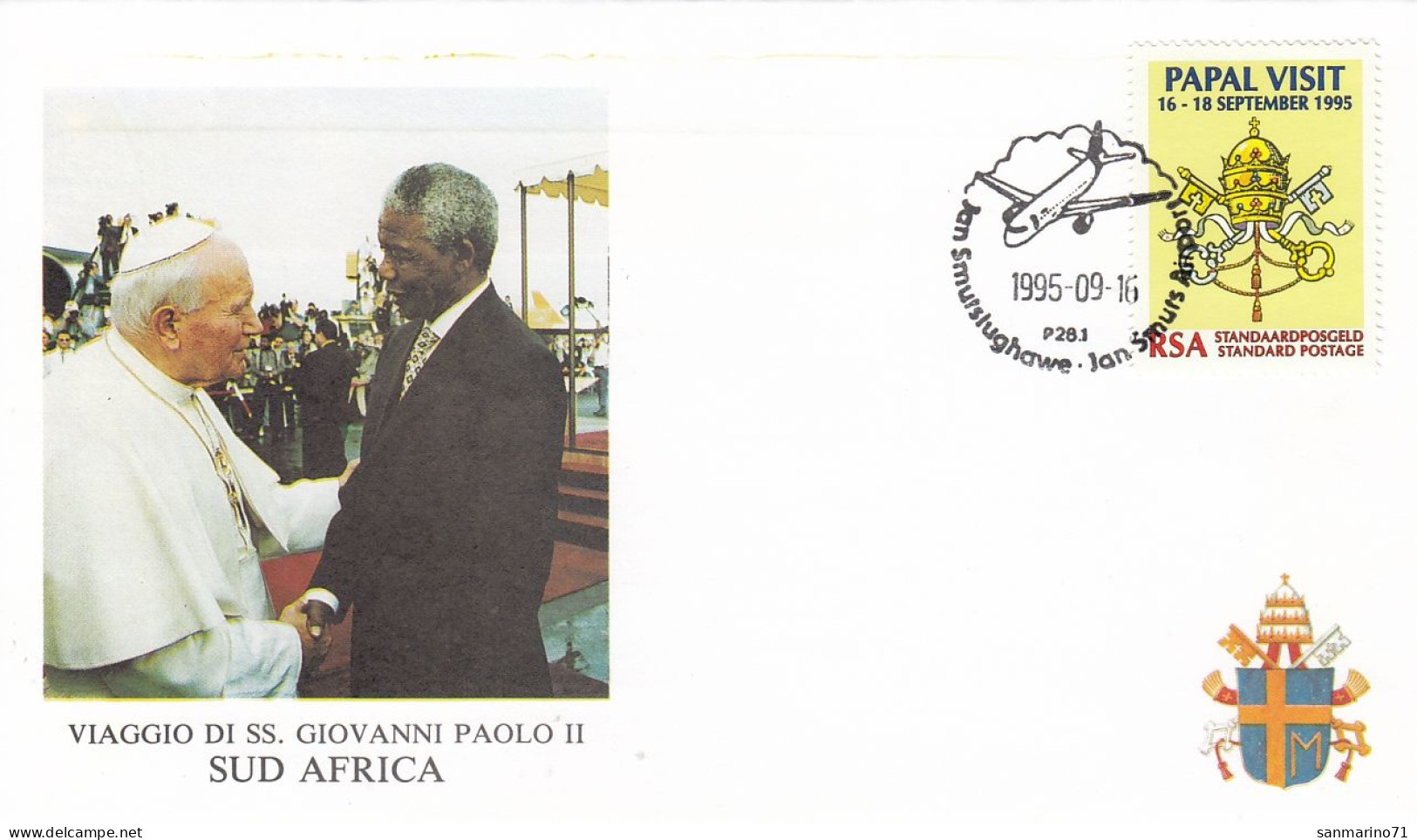 SOUTH AFRICA Cover 7-62,popes Travel 1995 - Papi