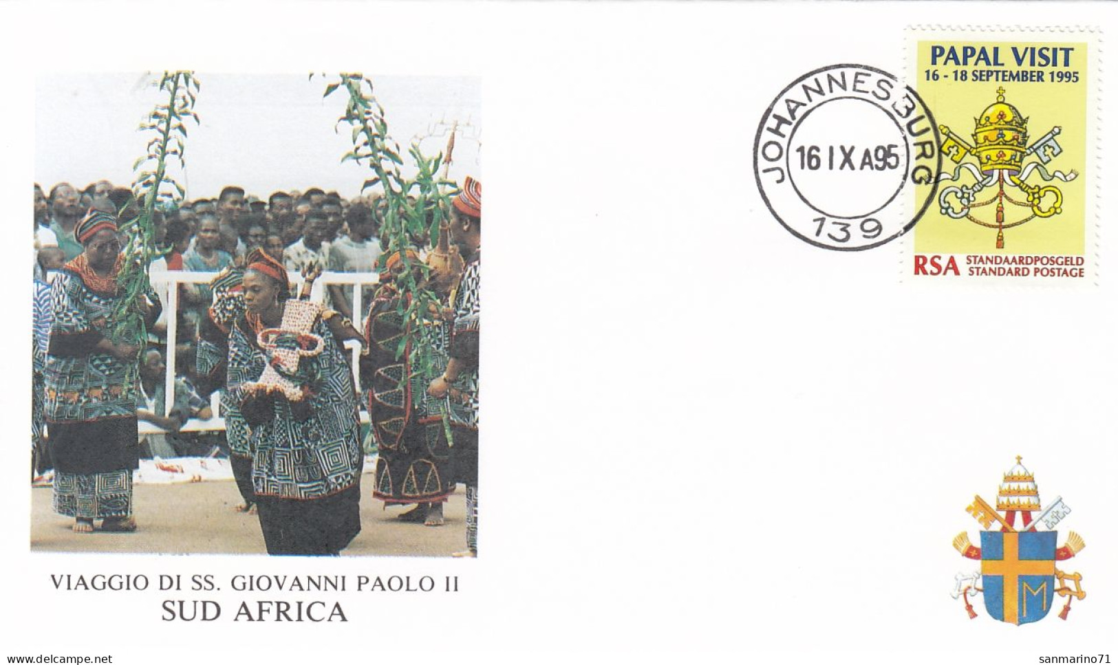 SOUTH AFRICA Cover 7-63,popes Travel 1995 - Papi