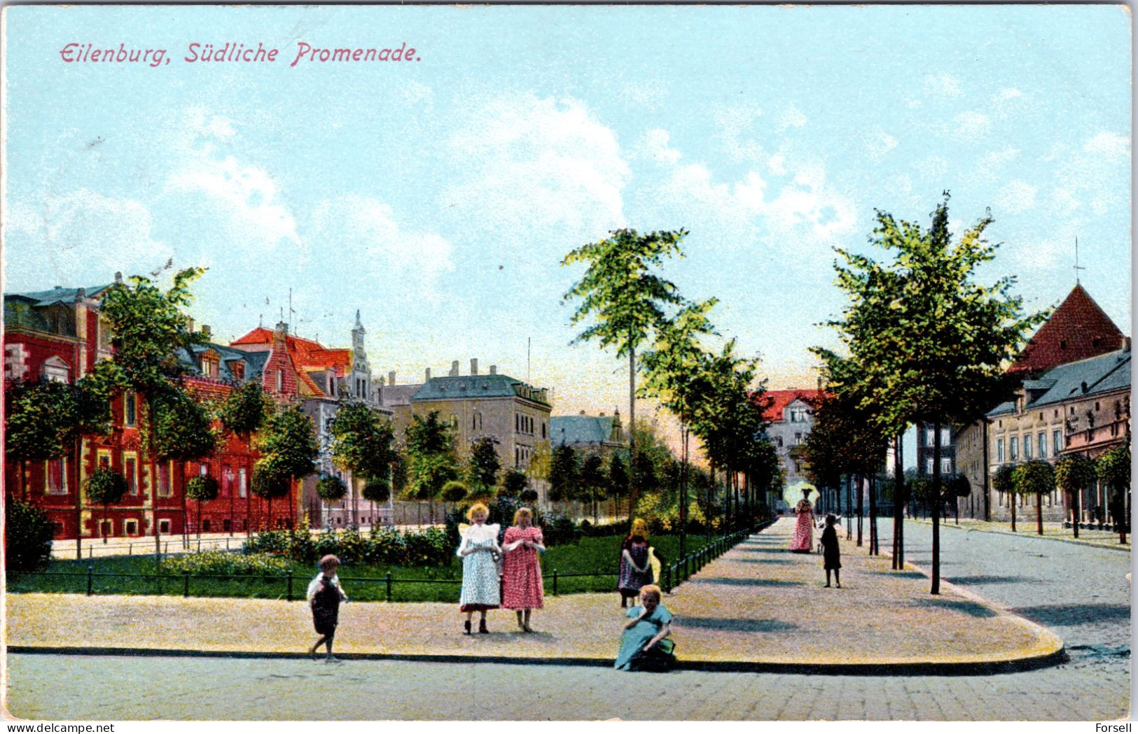 Eilenburg , Südliche Promenade  (Feldpost , Schöner Bahnpost Stempel: Halle (Saale)-Sorau (Niederl.) 1915) - Eilenburg