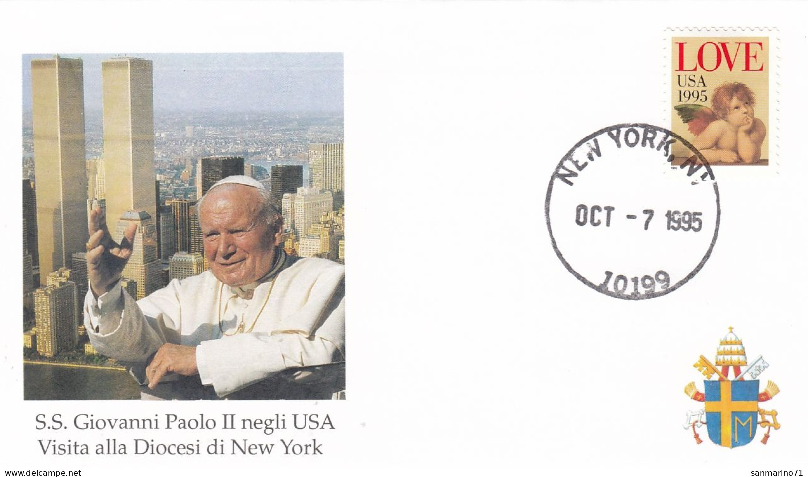 UNITED STATES Cover 7-72,popes Travel 1995 - Papi