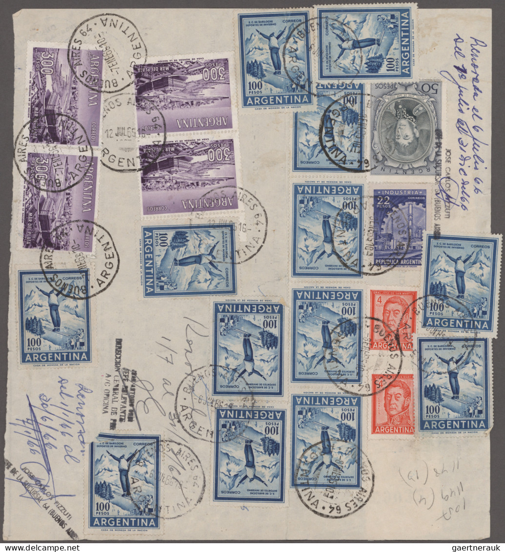 Argentina: 1850-modern: Hundreds of covers, postcards, franked forms, postal sta