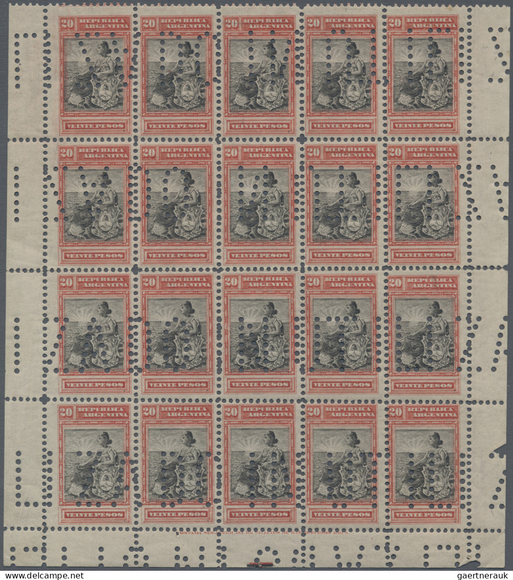 Argentina: 1885-1940's Ca.: More Than 300 Stamps Punctured "ZADO IN UTILIZ" (mea - Andere & Zonder Classificatie