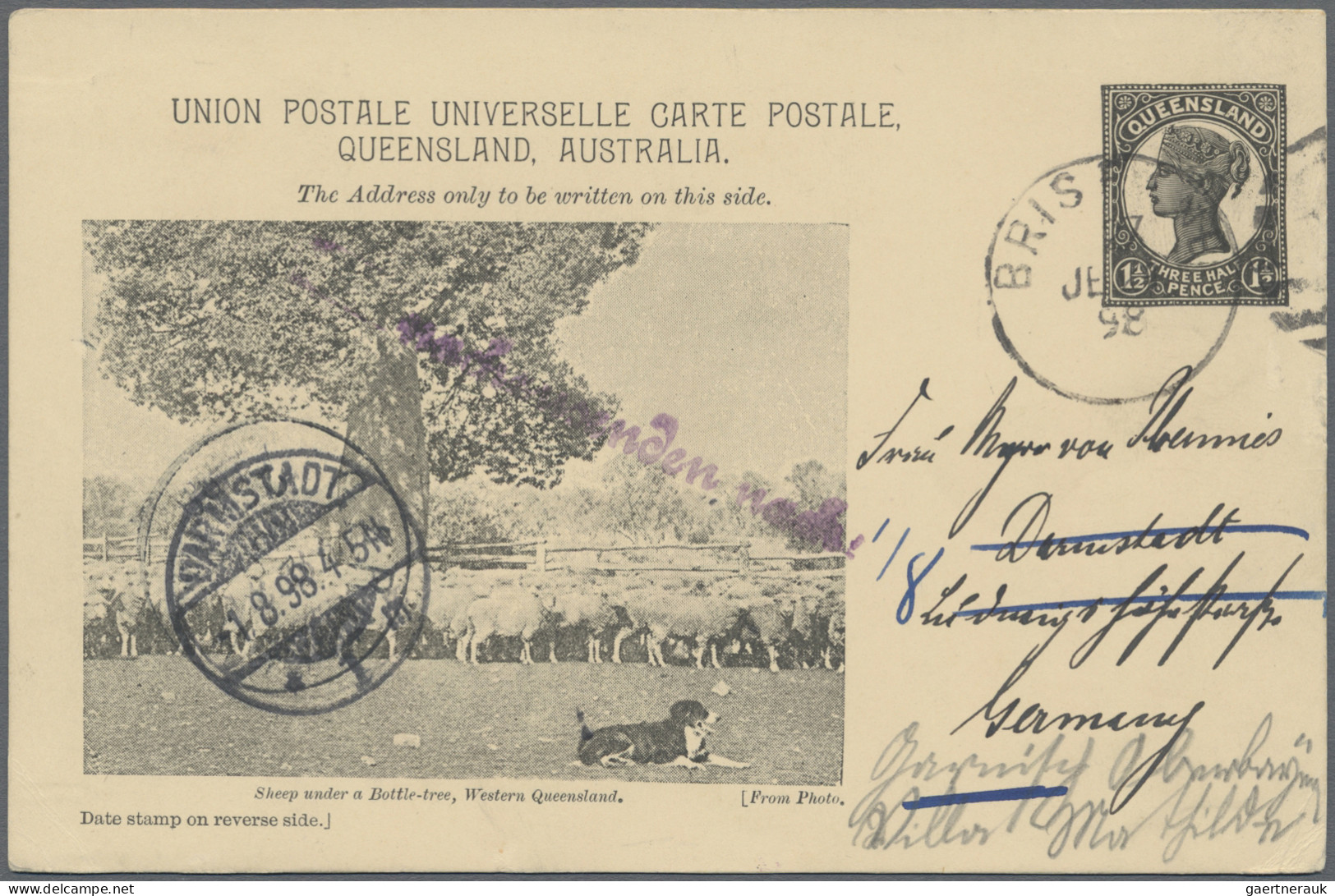 Queensland - Postal Stationery: 1898, Pictorial Issue Medallion Portrait: 1½d Bl - Lettres & Documents