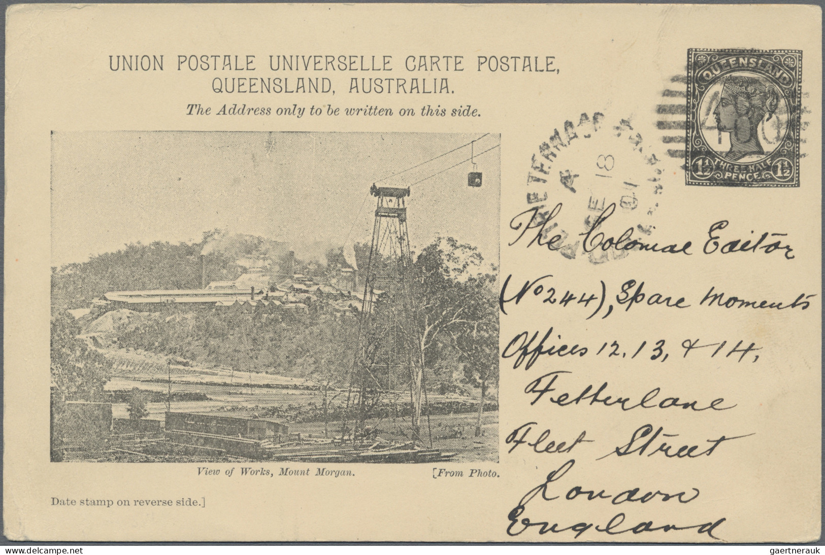 Queensland - Postal Stationery: 1898, Pictorial Issue Medallion Portrait: 1½d Bl - Briefe U. Dokumente