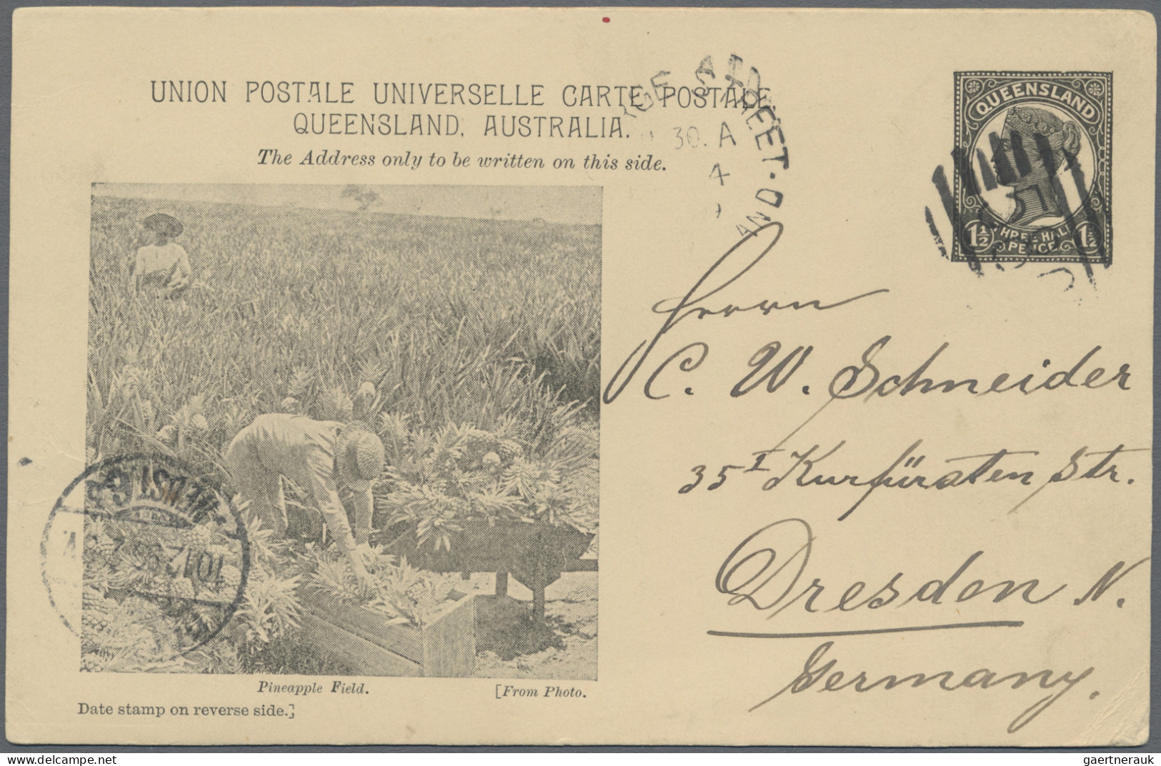 Queensland - Postal Stationery: 1898, Pictorial Issue Medallion Portrait: 1½d Bl - Cartas & Documentos