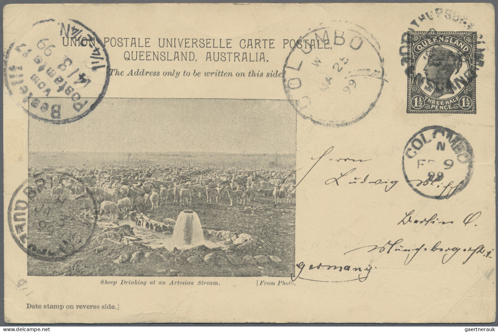 Queensland - Postal Stationery: 1898, Pictorial Issue Medallion Portrait: 1½d Bl - Cartas & Documentos