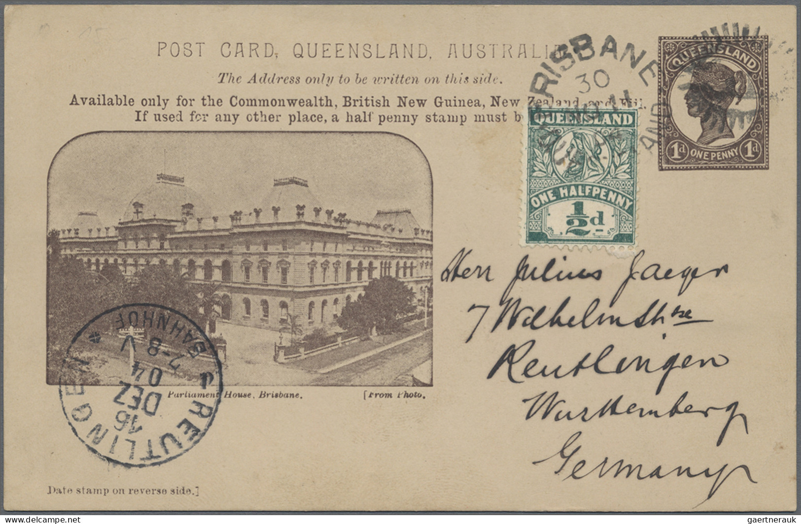 Queensland - postal stationery: 1904, Pictorial Issue 'Available only for the Co