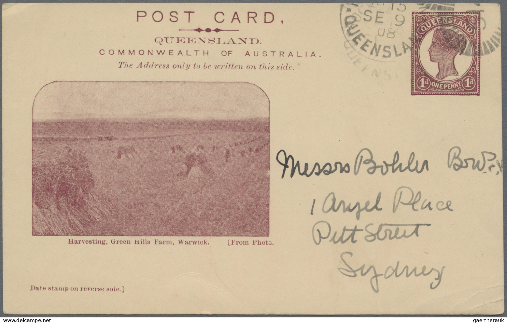 Queensland - postal stationery: 1906, Pictorial Issue with 'POST CARD' at Top Me