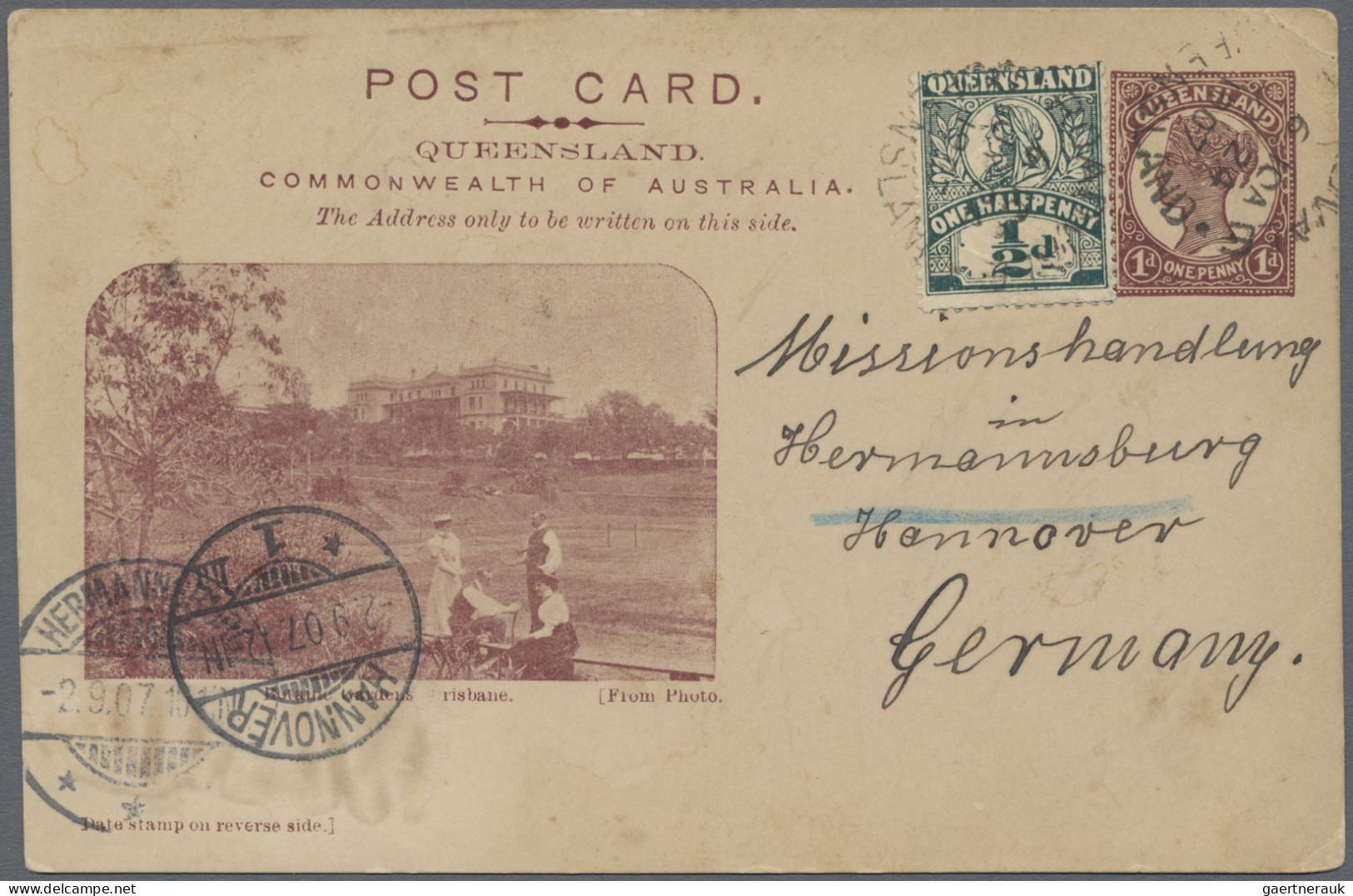 Queensland - postal stationery: 1906, Pictorial Issue with 'POST CARD' at Top Me