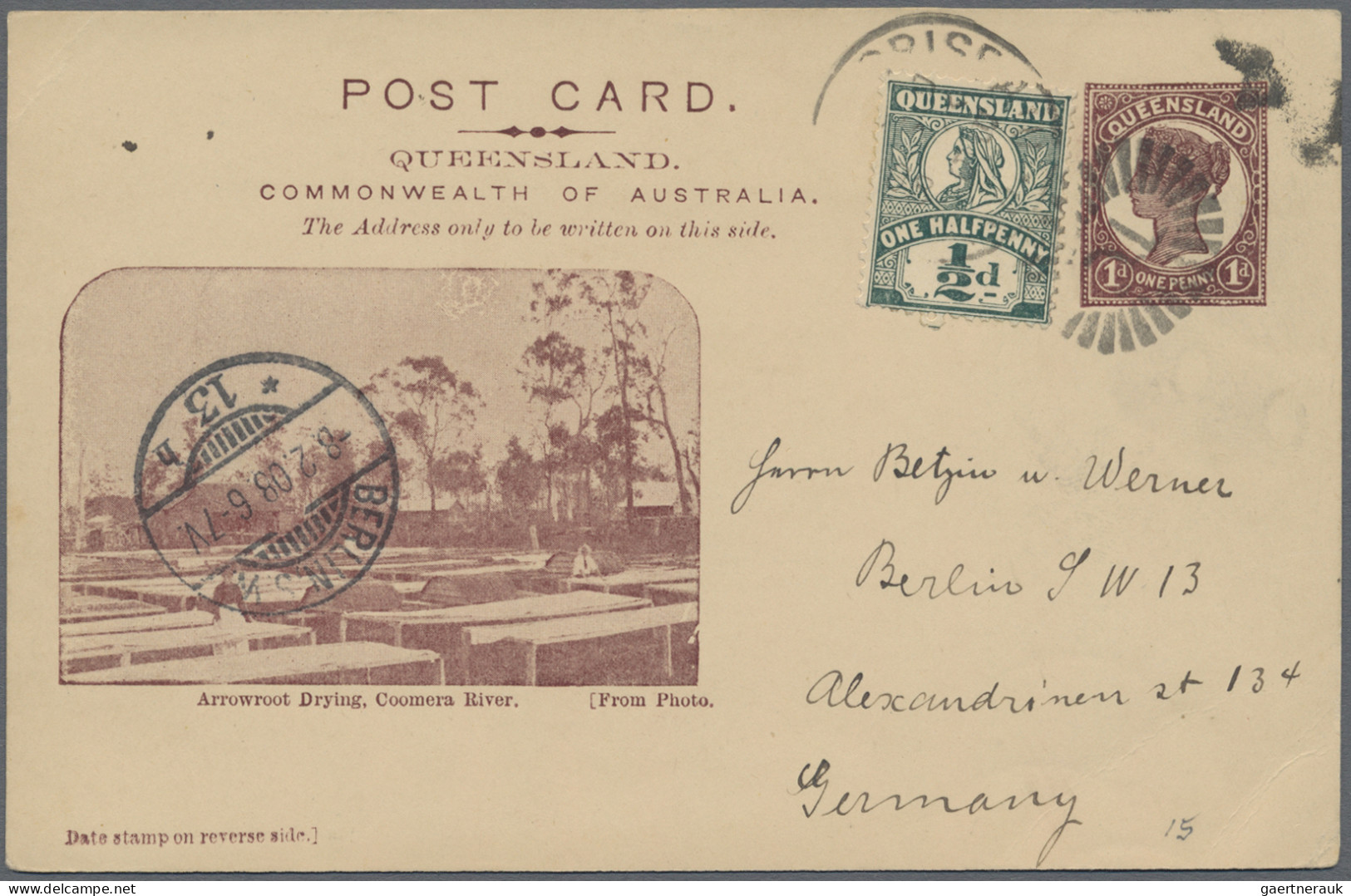 Queensland - postal stationery: 1906, Pictorial Issue with 'POST CARD' at Top Me