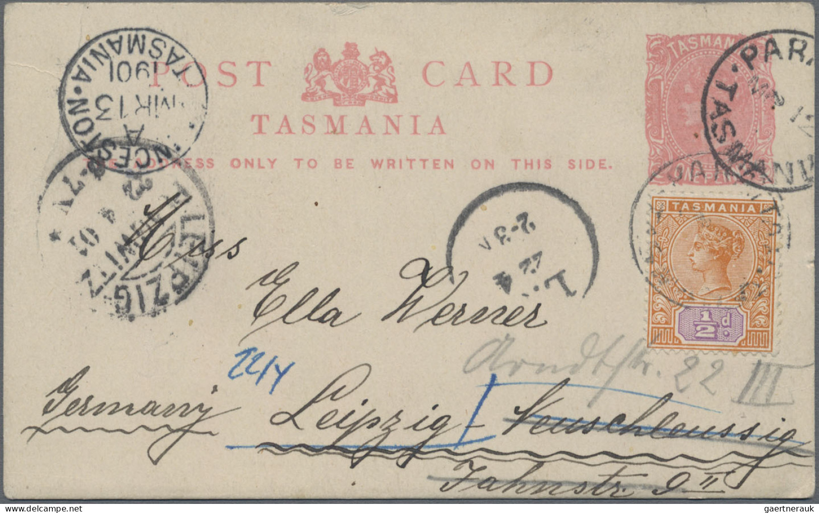 Tasmania -  postal stationery: 1900/1912 ca., collection with ca.20 mostly used