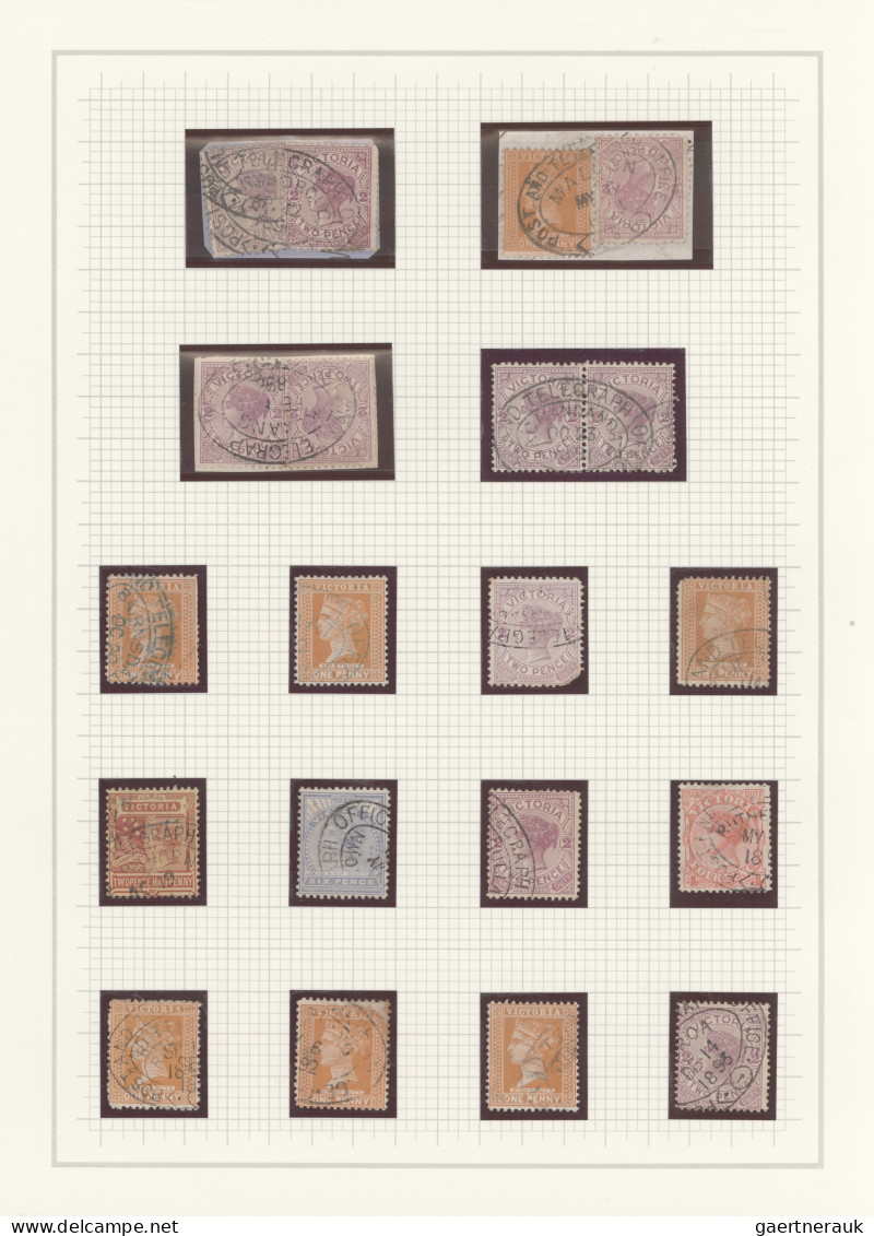 Victoria: 1870/1910 (ca.), Postmarks Of Victoria, Specialised Collection Of Appr - Briefe U. Dokumente