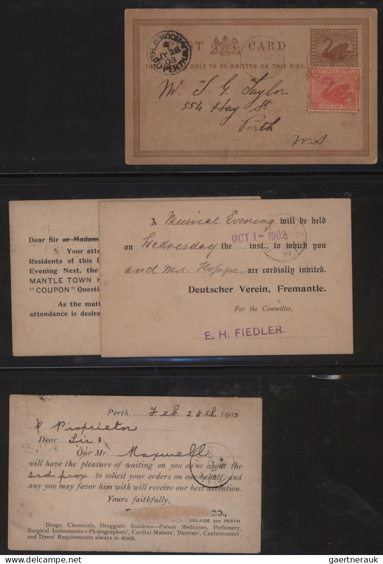 Western Australia - postal stationery: 1900/1912 ca., collection with ca.45 used