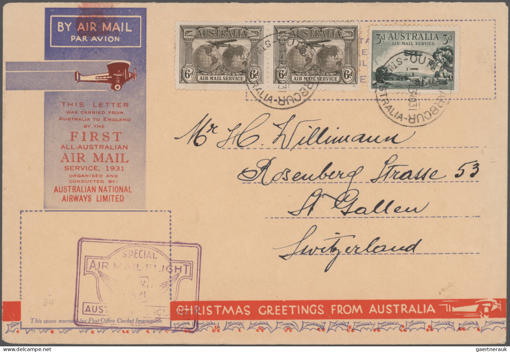 Australia: 1915/1955 Six Interesting Covers Sent To Liechtenstein, New Zealand, - Verzamelingen