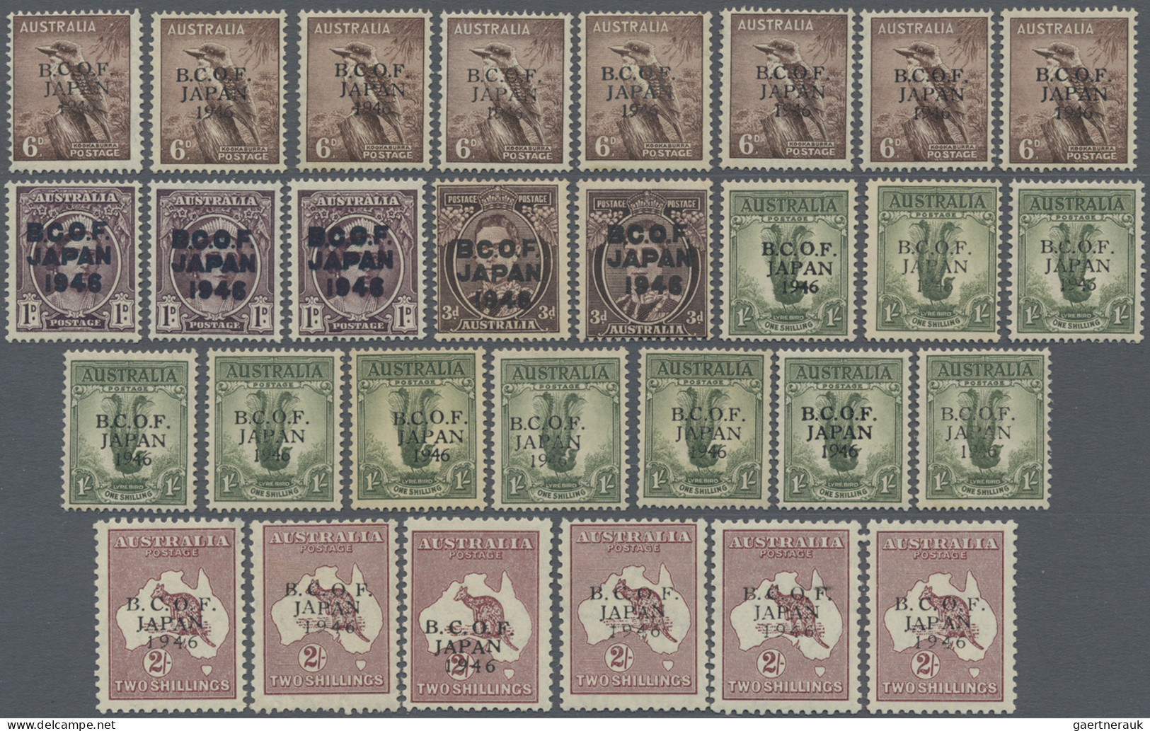 Australia In Japan: 1946/1947, Largely MNH (few Mounted Mint/used) On Stock Card - Japon (BCOF)