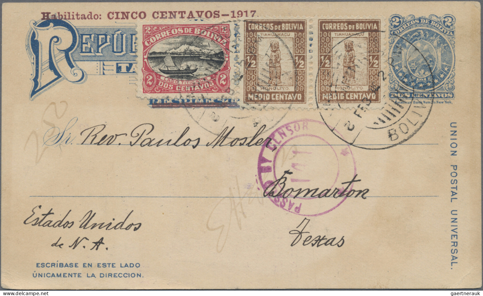 Bolivia: 1890/1960 (ca.), Assortment Of 36 Covers/cards Incl. (uprated) Statione - Bolivië