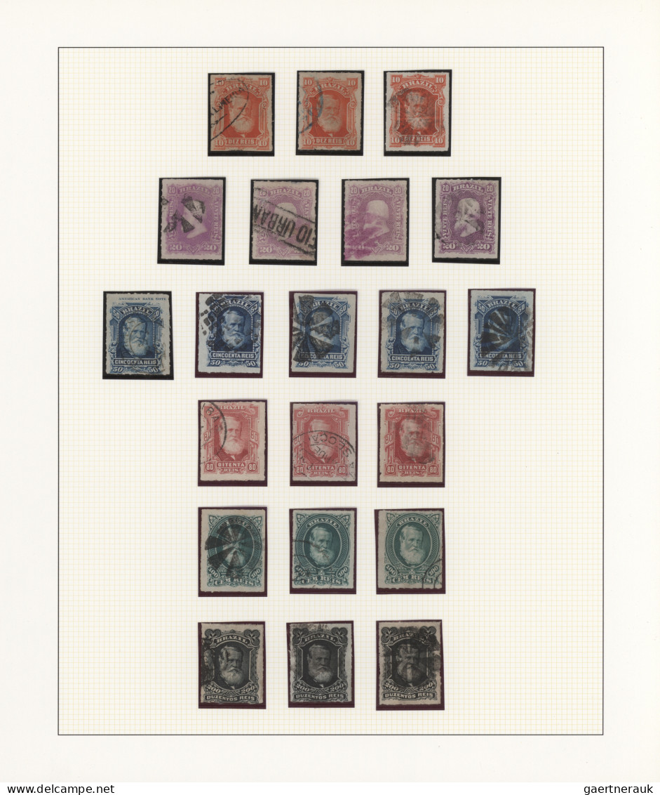 Brazil: 1866/1878, DOM PEDRO, Fine Used Collection Of 73 Stamps On Album Pages, - Gebraucht