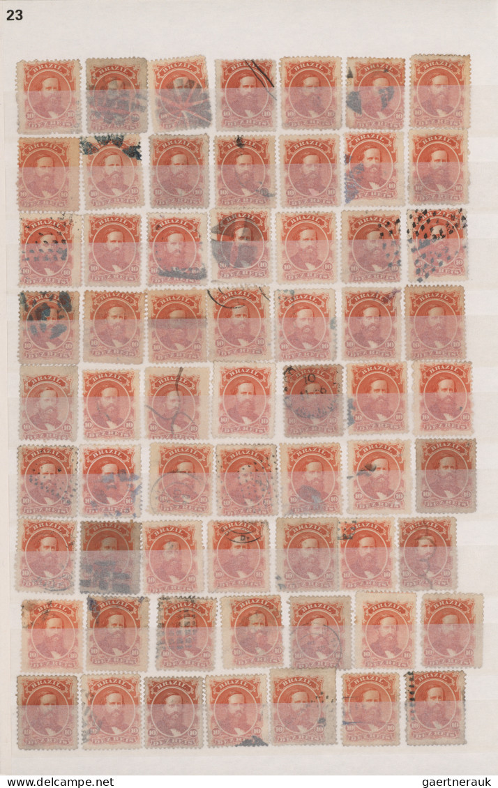 Brazil: 1866/1880 (ca.) DOM PEDRO, Fine Used Collection/balance Of 3.496 Stamps - Oblitérés