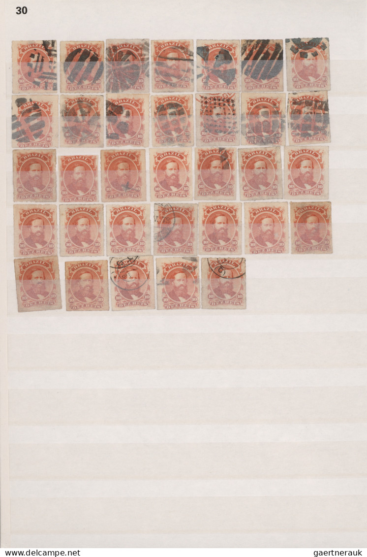 Brazil: 1866/1880 (ca.) DOM PEDRO, fine used collection/balance of 3.496 stamps