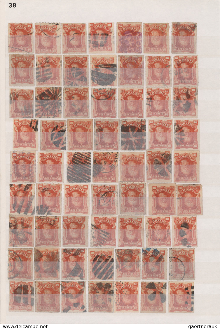 Brazil: 1866/1880 (ca.) DOM PEDRO, fine used collection/balance of 3.496 stamps