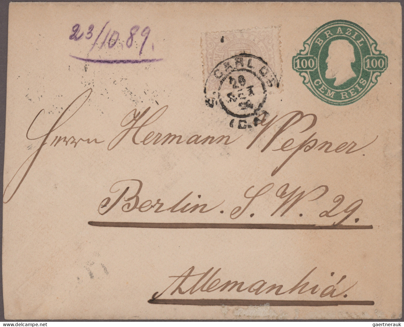 Brazil - Postal Stationery: 1883/1908, Lot Of Six (mainly Uprated) Stationeries, - Enteros Postales