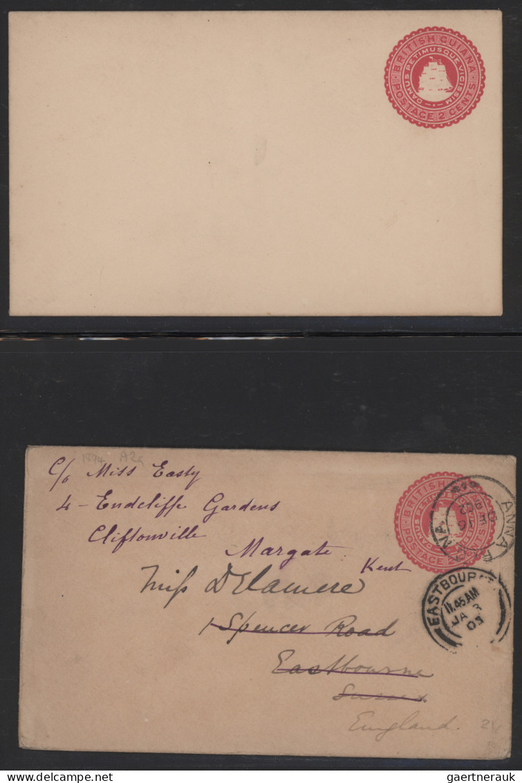 British Guiana - postal stationery: 1879-1923 Collection of 53 postal stationery