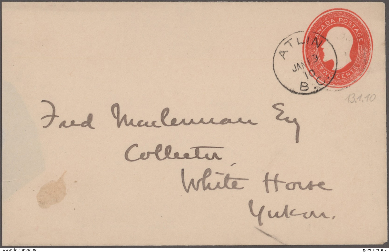 Canada: 1907/1912, Atlin British Columbia, Three Entires: Ppc "His Majesty's Mai - Collezioni