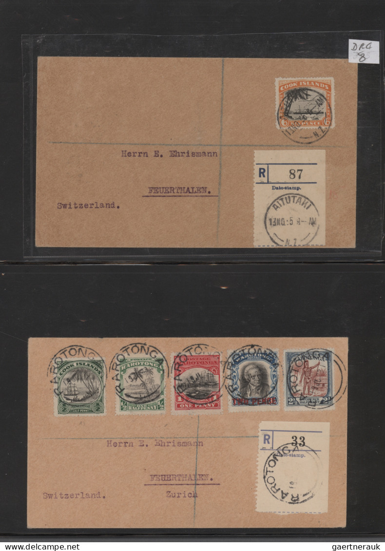 Cook Islands: 1903/1937, Small Lot Of Eight Registered Covers From AITUTAKI And - Cookeilanden