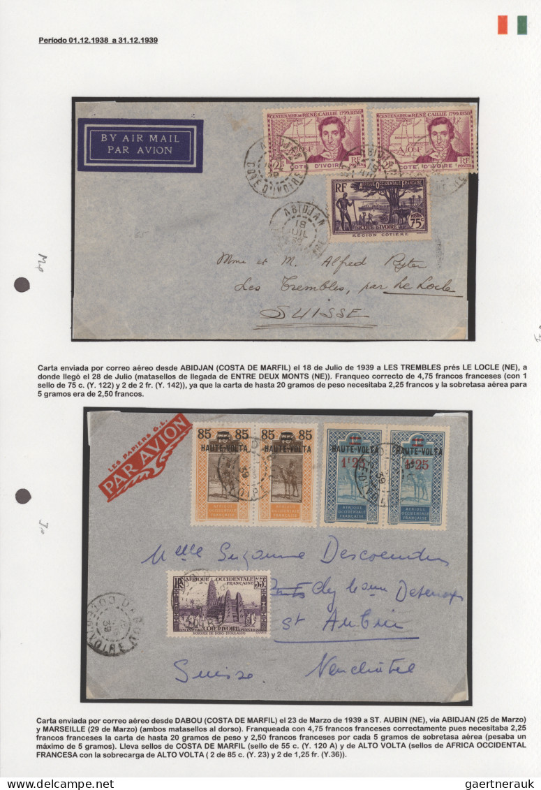 Ivory Coast: 1903/1939 Ten Covers, Picture Postcards And Postal Stationery Items - Costa D'Avorio (1960-...)