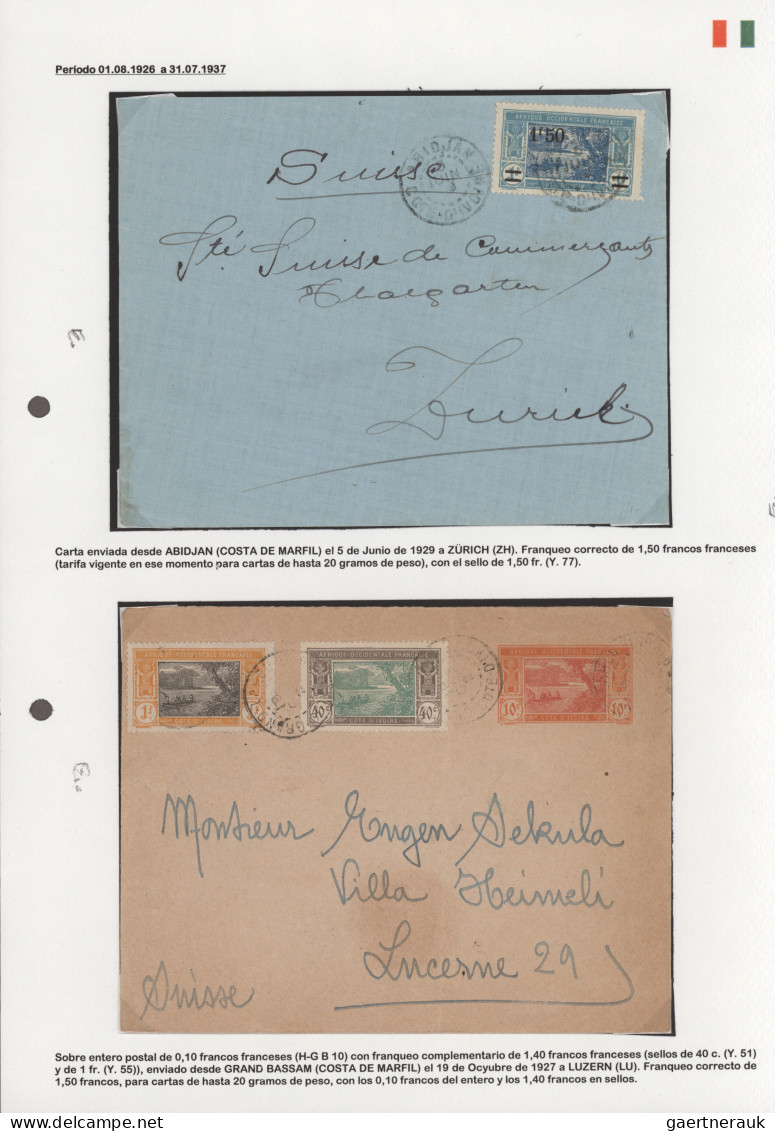 Ivory Coast: 1903/1939 Ten Covers, Picture Postcards And Postal Stationery Items - Ivoorkust (1960-...)