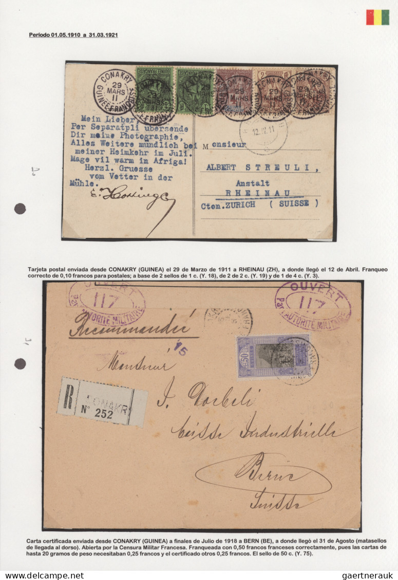 French Guinea: 1911/1937 Six Covers, Picture Postcards And Postal Stationery Env - Other & Unclassified