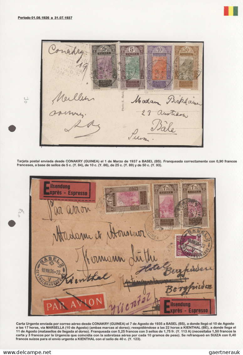 French Guinea: 1911/1937 Six Covers, Picture Postcards And Postal Stationery Env - Other & Unclassified