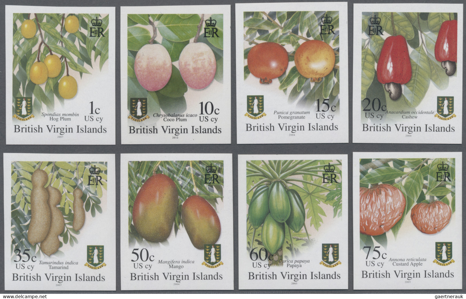 Virgin Islands: 2002/2007. Collection containing 144 IMPERFORATE stamps (inclusi