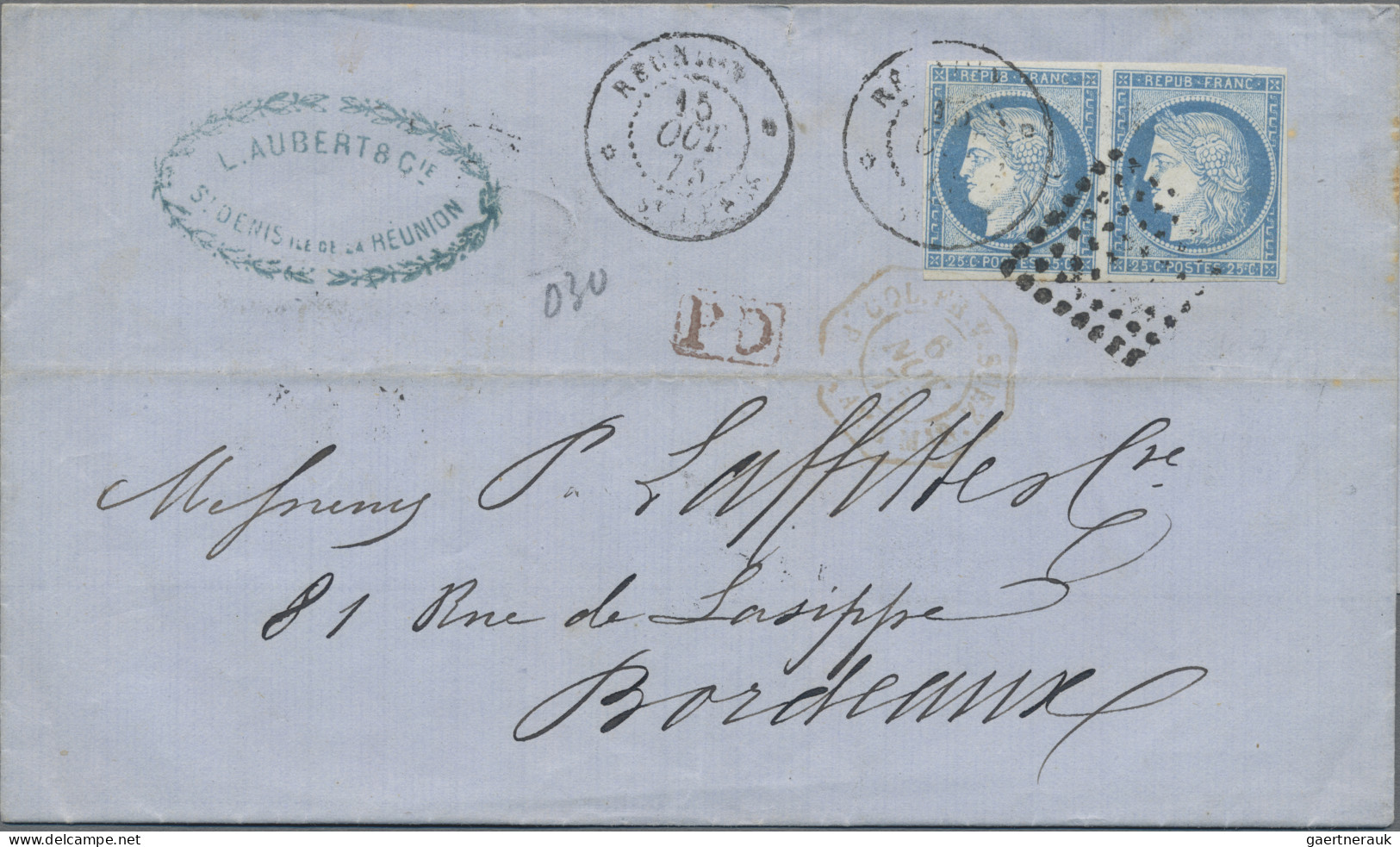 Martinique: 1868/1875, Martinique+Reunion, Two Letters To Bordeaux: Martinique 1 - Other & Unclassified