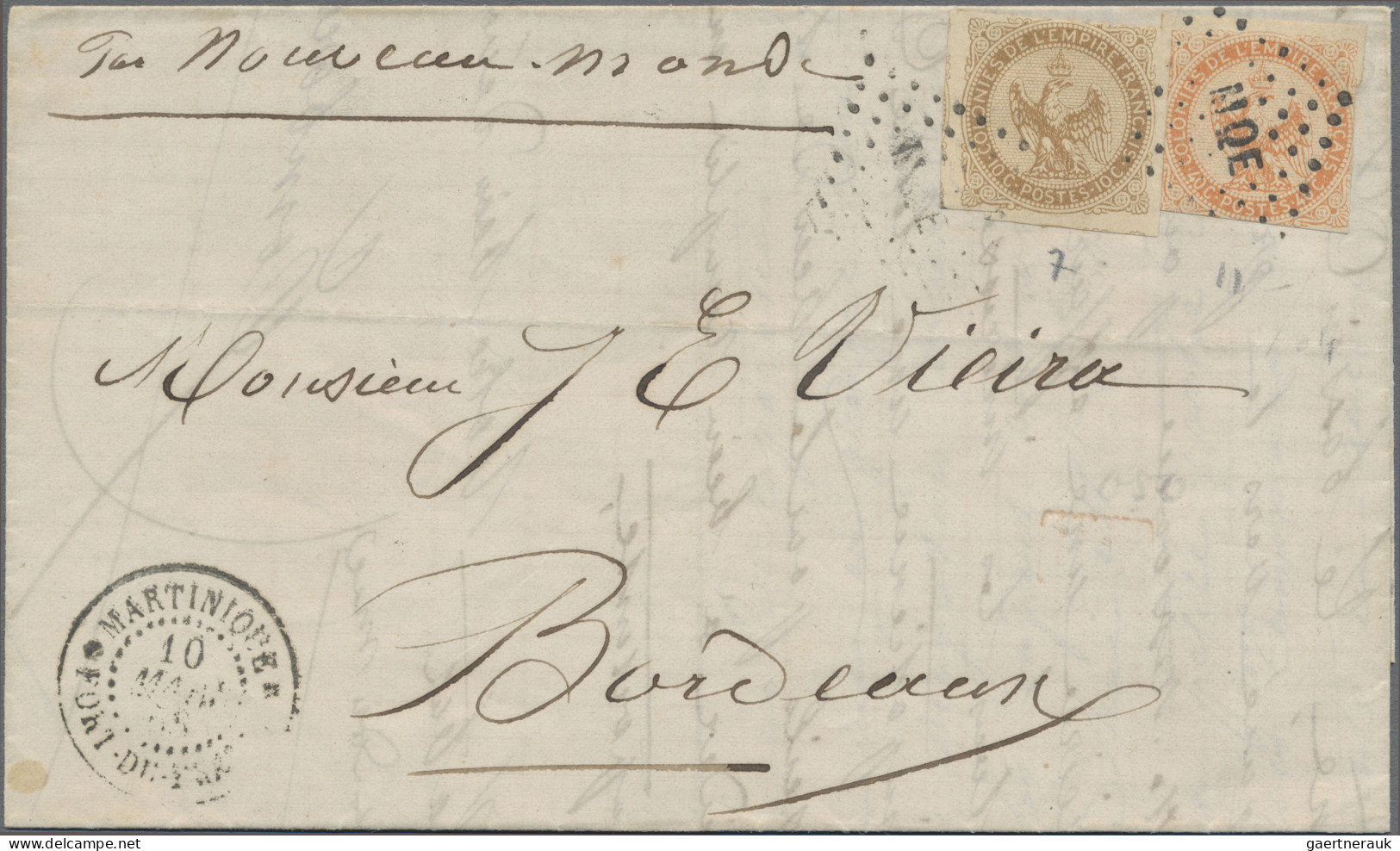 Martinique: 1868/1875, Martinique+Reunion, Two Letters To Bordeaux: Martinique 1 - Autres & Non Classés