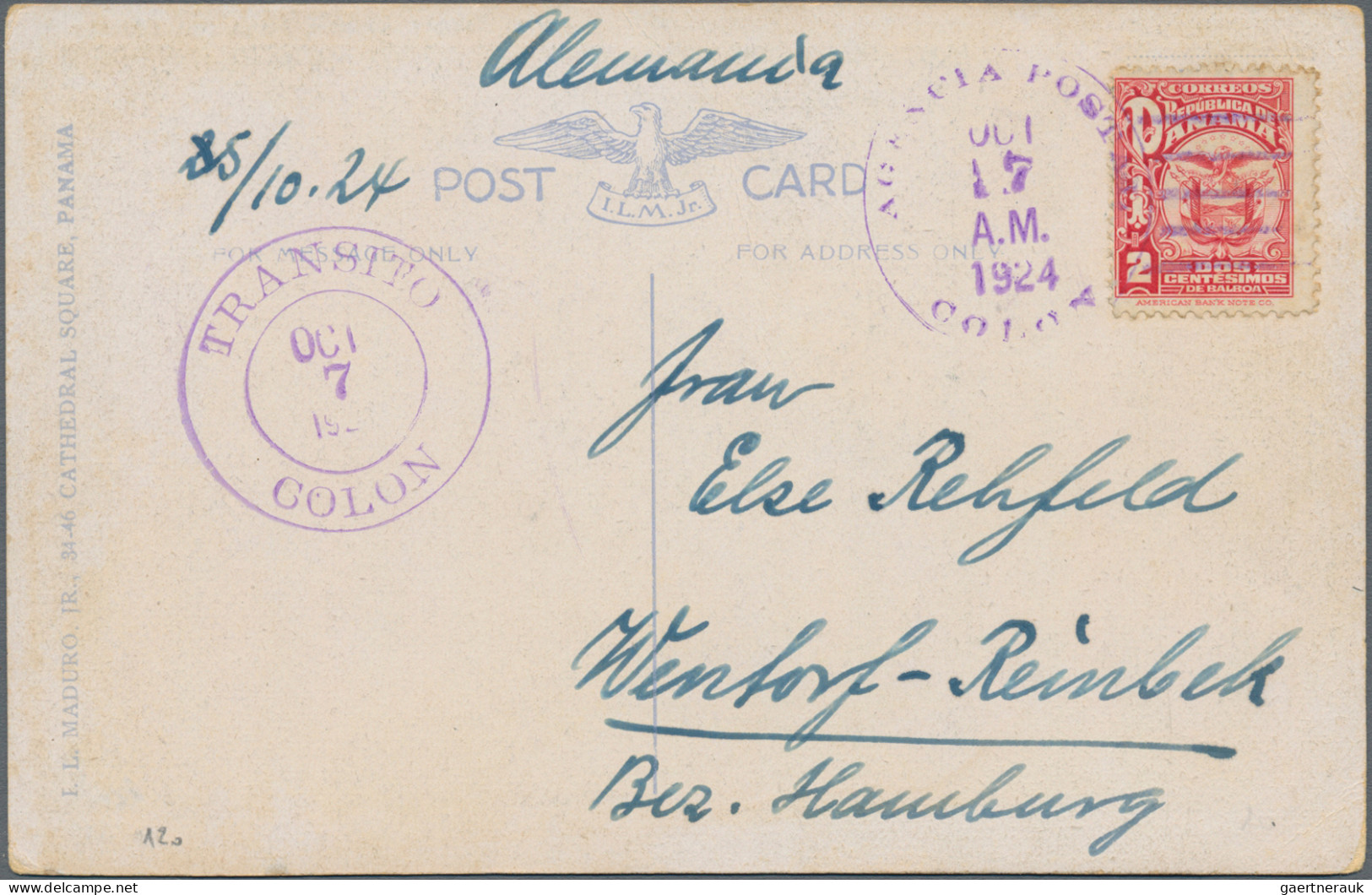 Panama: 1899/1924, Lot Covers Inc. Hamburg-Amercia Line Pictorial From S/s "Oden - Panamá