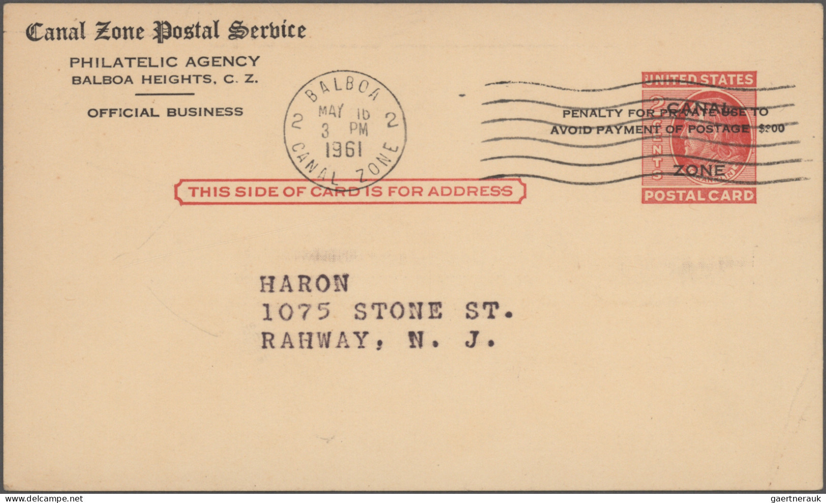 Canal Zone - Postal Stationery: 1961/1962, Stationery Card Franklin 2c. Carmine - Panamá