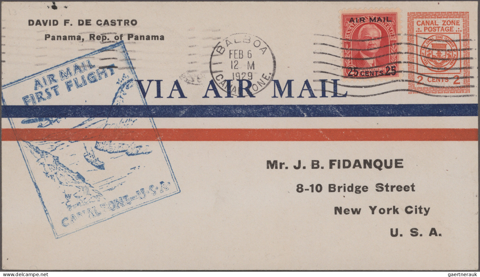Canal Zone - Postal Stationery: 1929, Airmail Envelope 2c. Red With Centred Insc - Panama