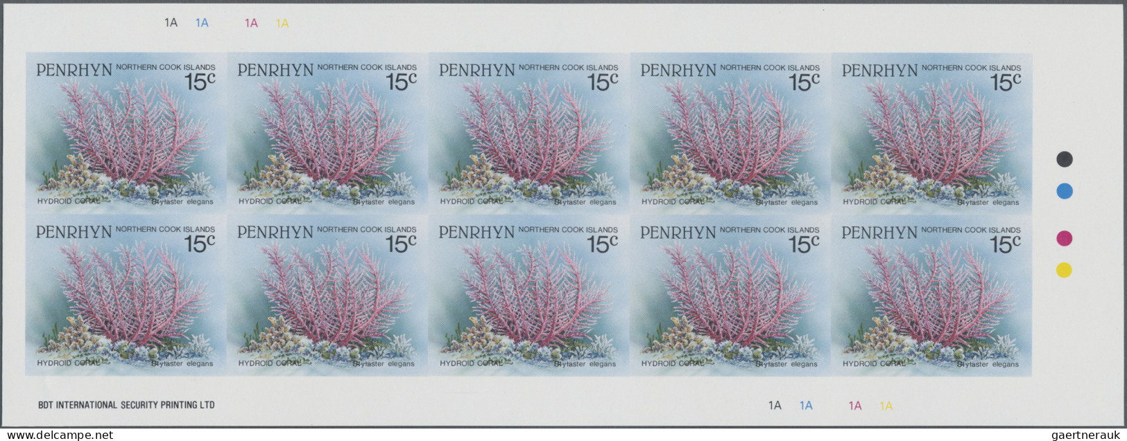 Penrhyn: 1993. Collection containing 104 IMPERFORATE stamps (inclusive some m/s)