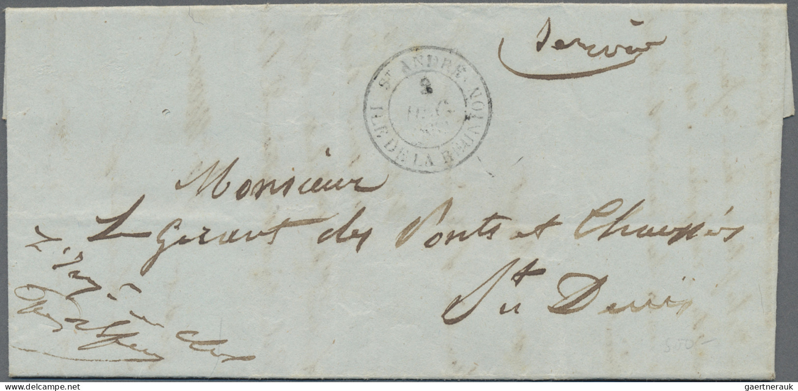 Reunion: 1852/1853, Three Stampless Lettersheets From "ST.ANDRE" (2) And "ST.JOS - Covers & Documents