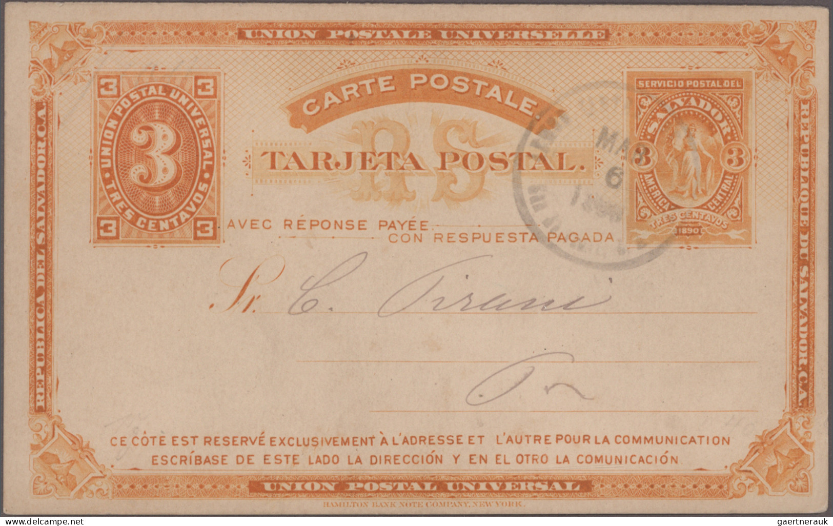 El Salvador - Postal Stationery: 1890/1897, Collection Of 40 Commercially Used S - El Salvador