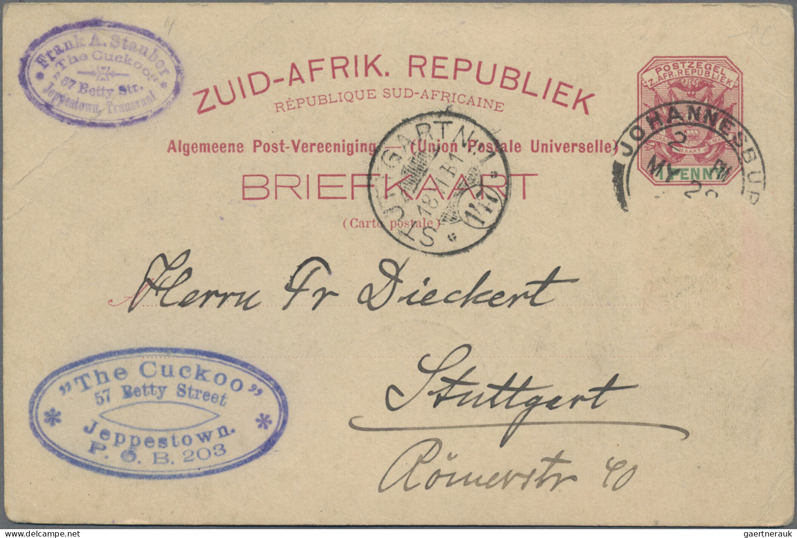 Transvaal - Postal Stationery: 1896/1906, Four Used Stationery Cards With (compr - Transvaal (1870-1909)