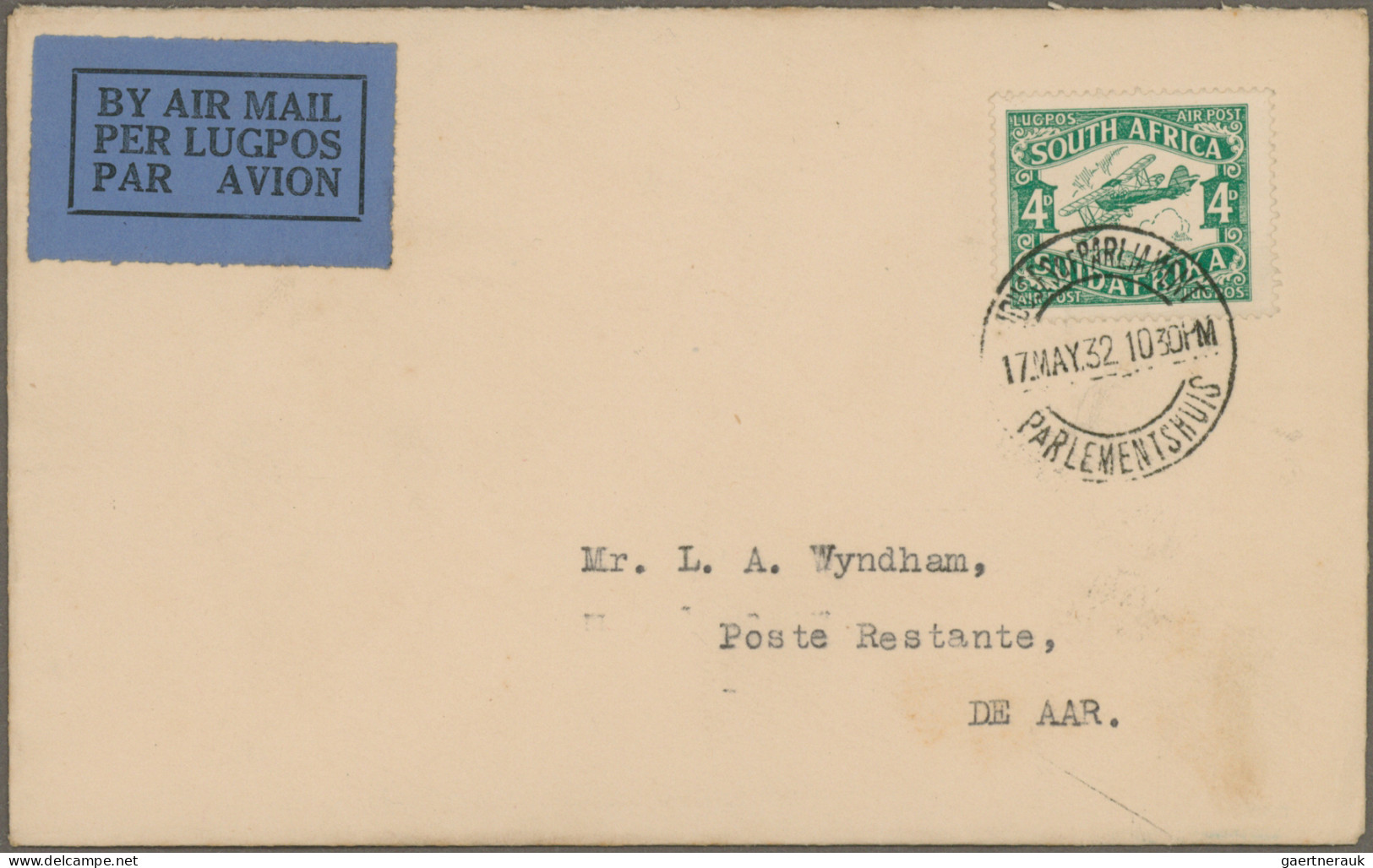 South Africa: 1925/1938 Six Airmail Covers To England (2) Resp. Inland, With 192 - Lettres & Documents