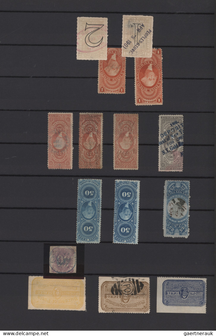 United States: 1860/1930's (c.): Collection Of Stamps In A Big Stockbook, Most O - Briefe U. Dokumente