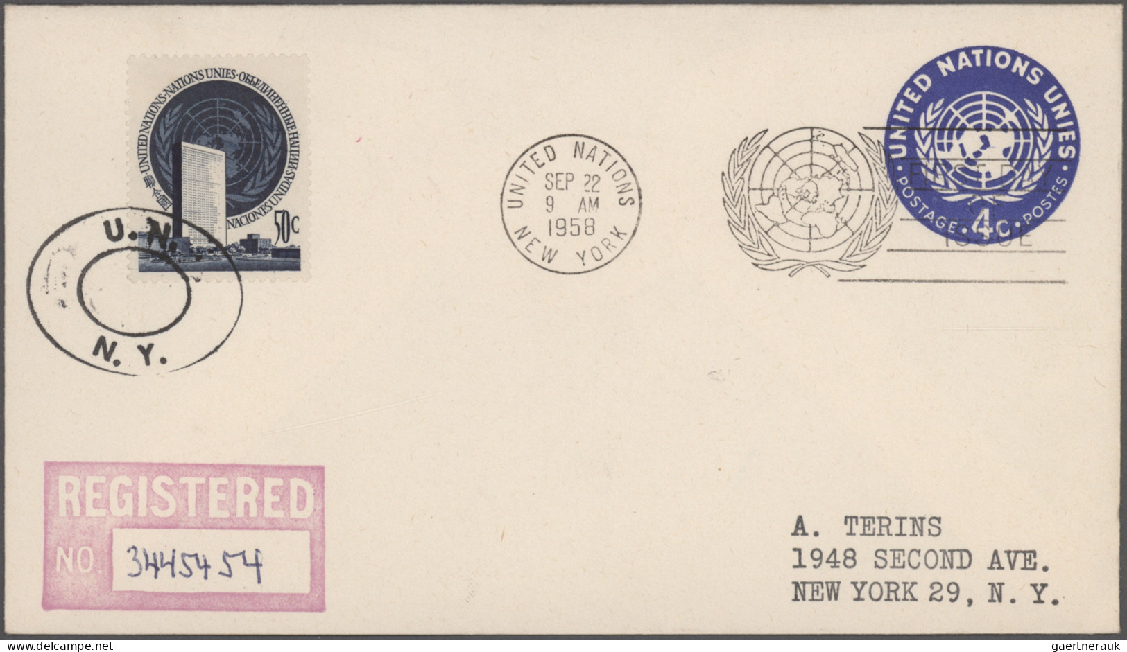 United Nations - New York: 1945/1960, Balance Of Apprx. 127 Covers/cards, Compri - Autres & Non Classés